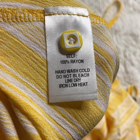 Lulu's Oceanna Yellow Striped Button-Up Tie-Front Tank Top - Picture 8 of 9